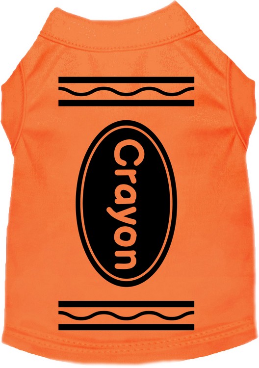 Crayon Costume Screen Print Dog Shirt Orange Size XS